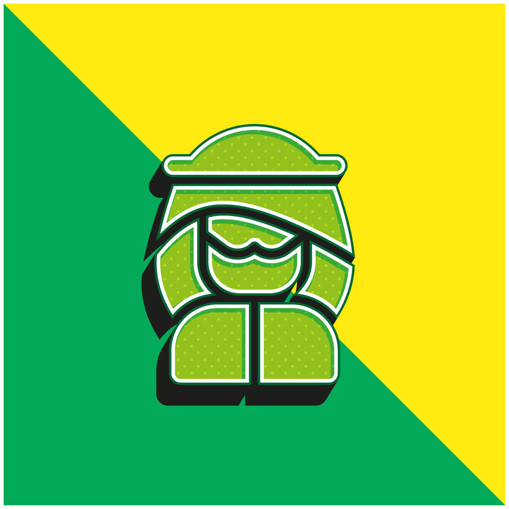 Arabisches grünes und gelbes modernes 3D-Vektorsymbol-Logo - Vektor, Bild