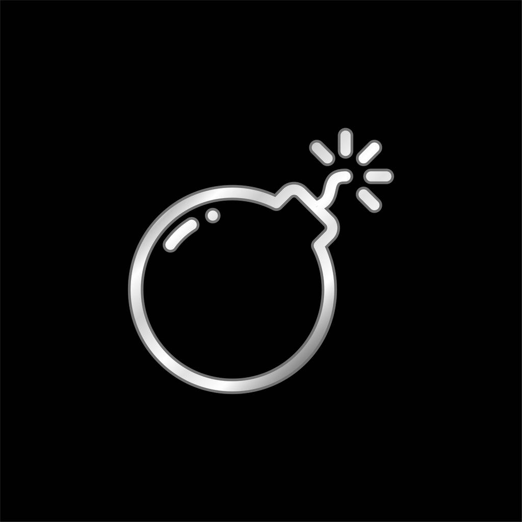 Bomba postříbřená kovová ikona - Vektor, obrázek