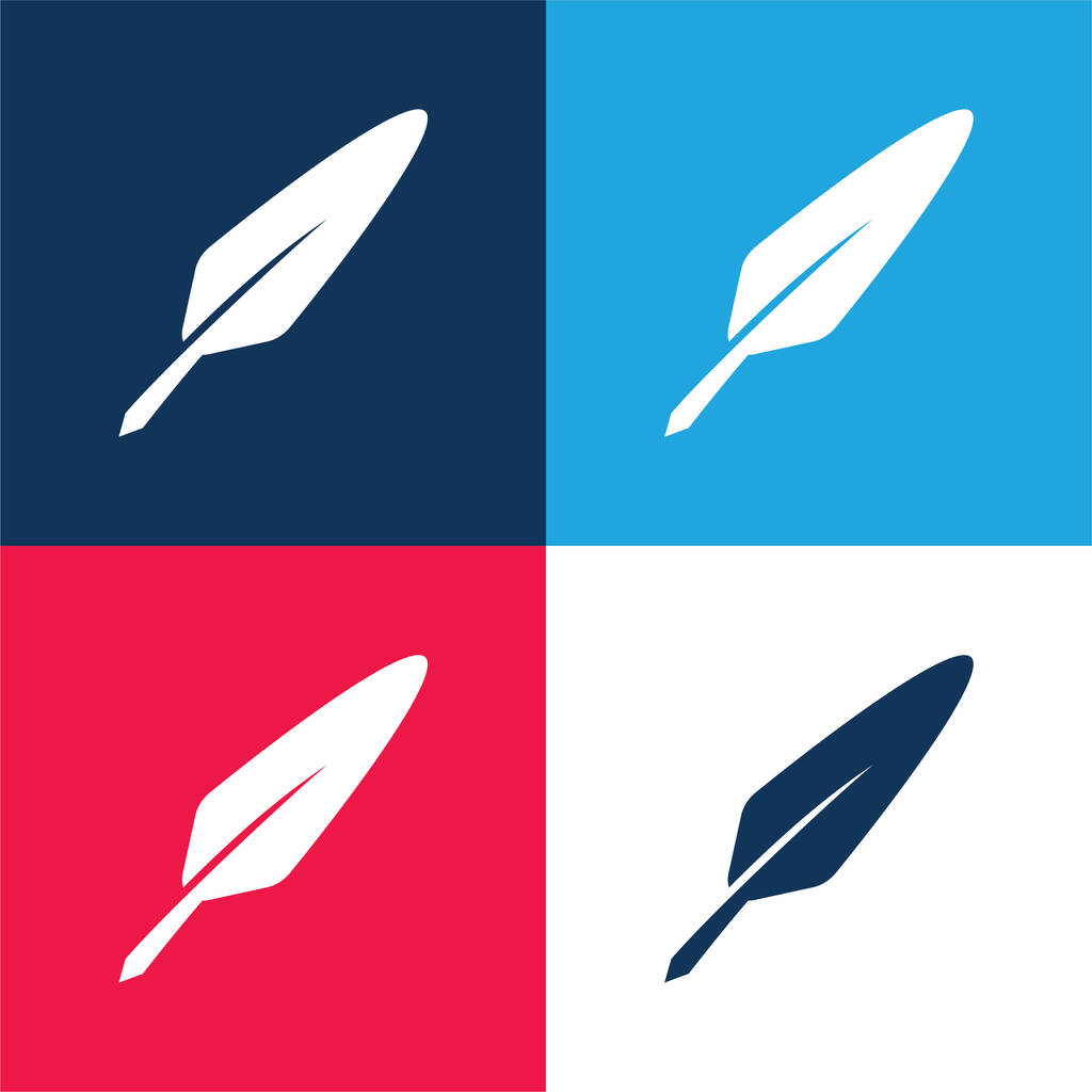 Bird Feather blue and red four color minimal icon set - Vetor, Imagem