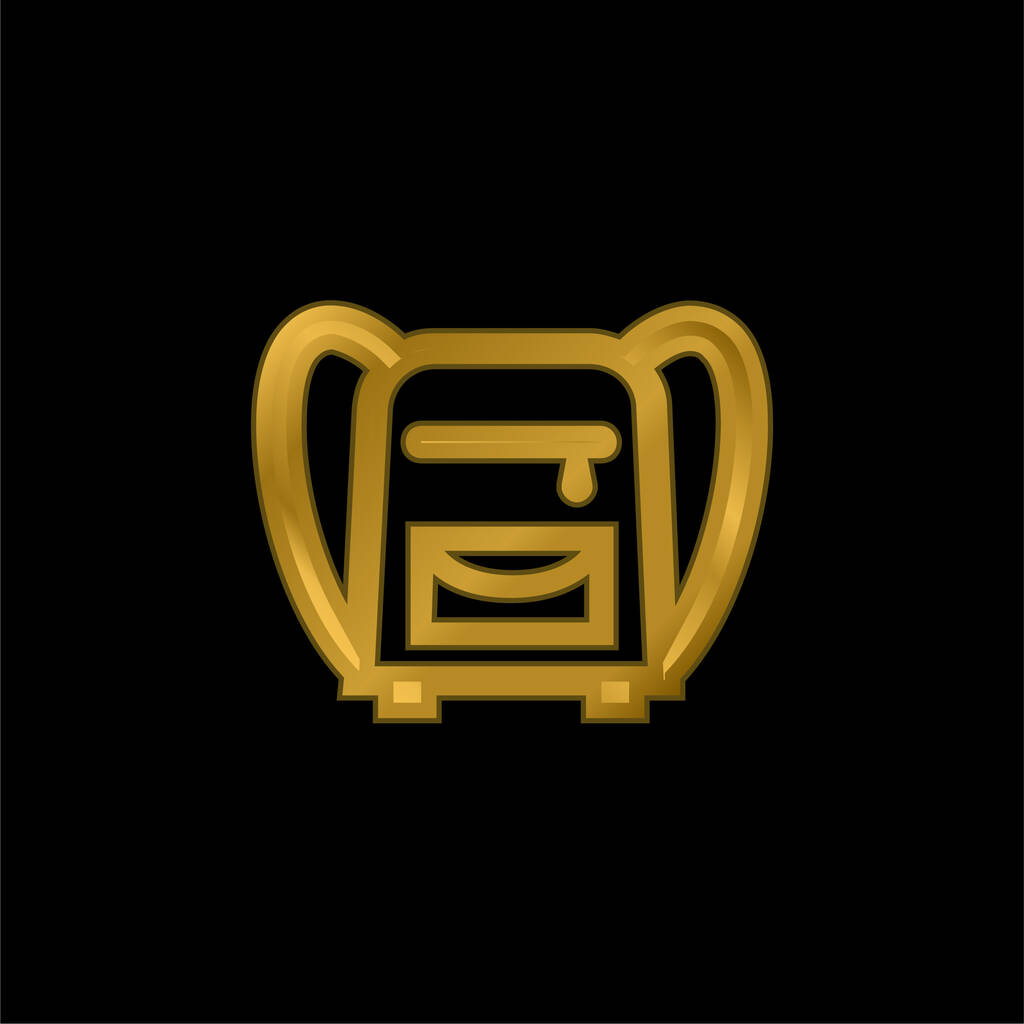 Back Bag For School gold plated metalic icon or logo vector - Vetor, Imagem