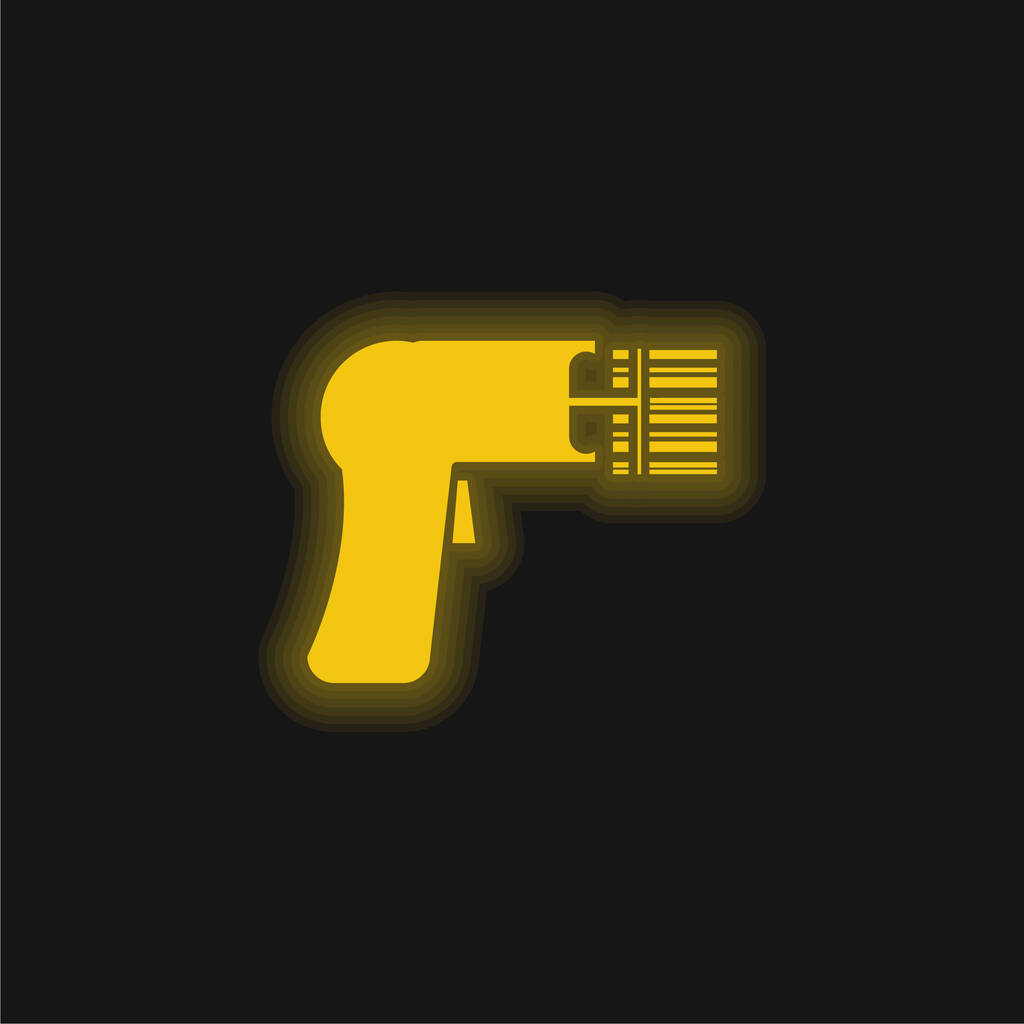 Vonalkód szkenner sárga izzó neon ikon - Vektor, kép