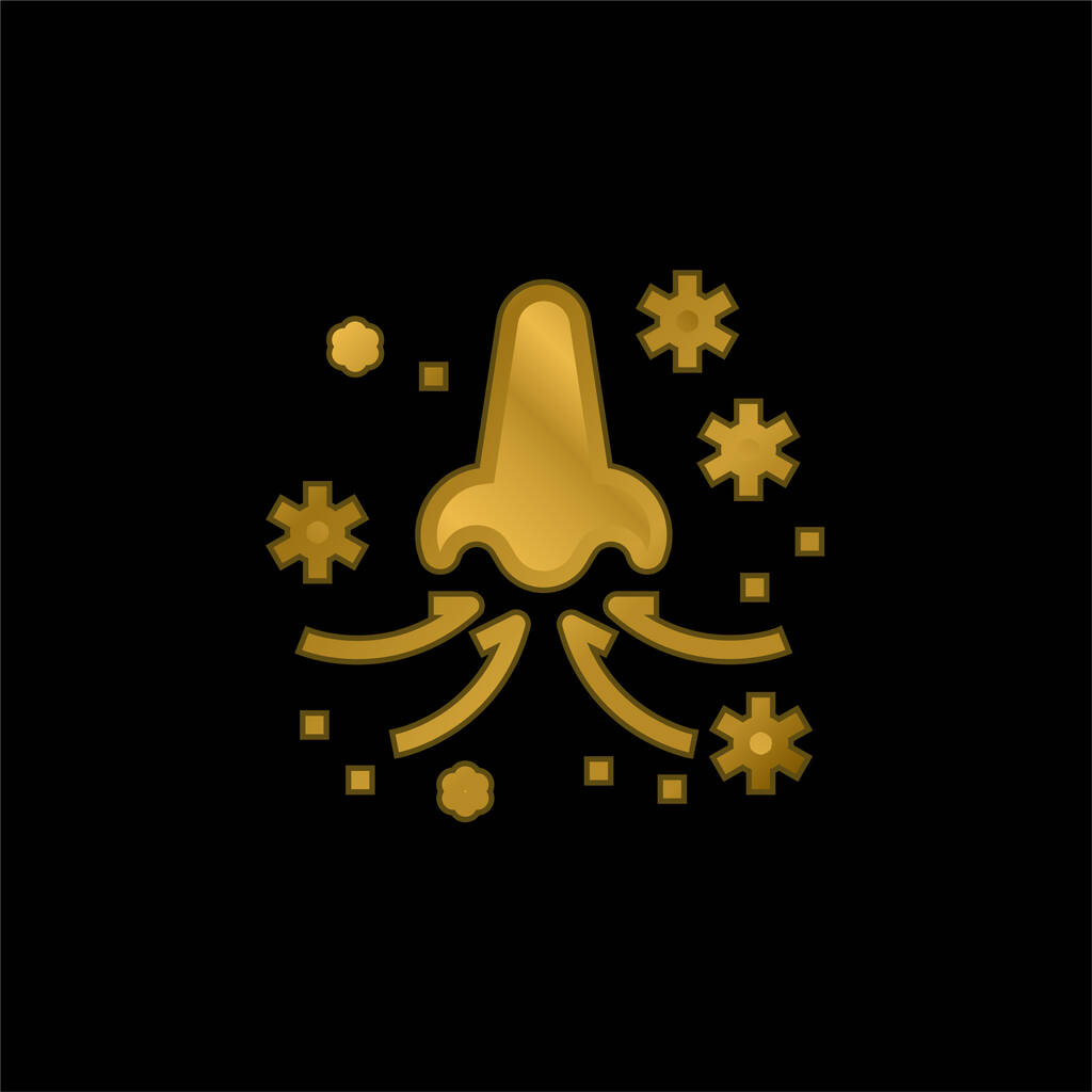 Breath gold plated metalic icon or logo vector - Vector, Image