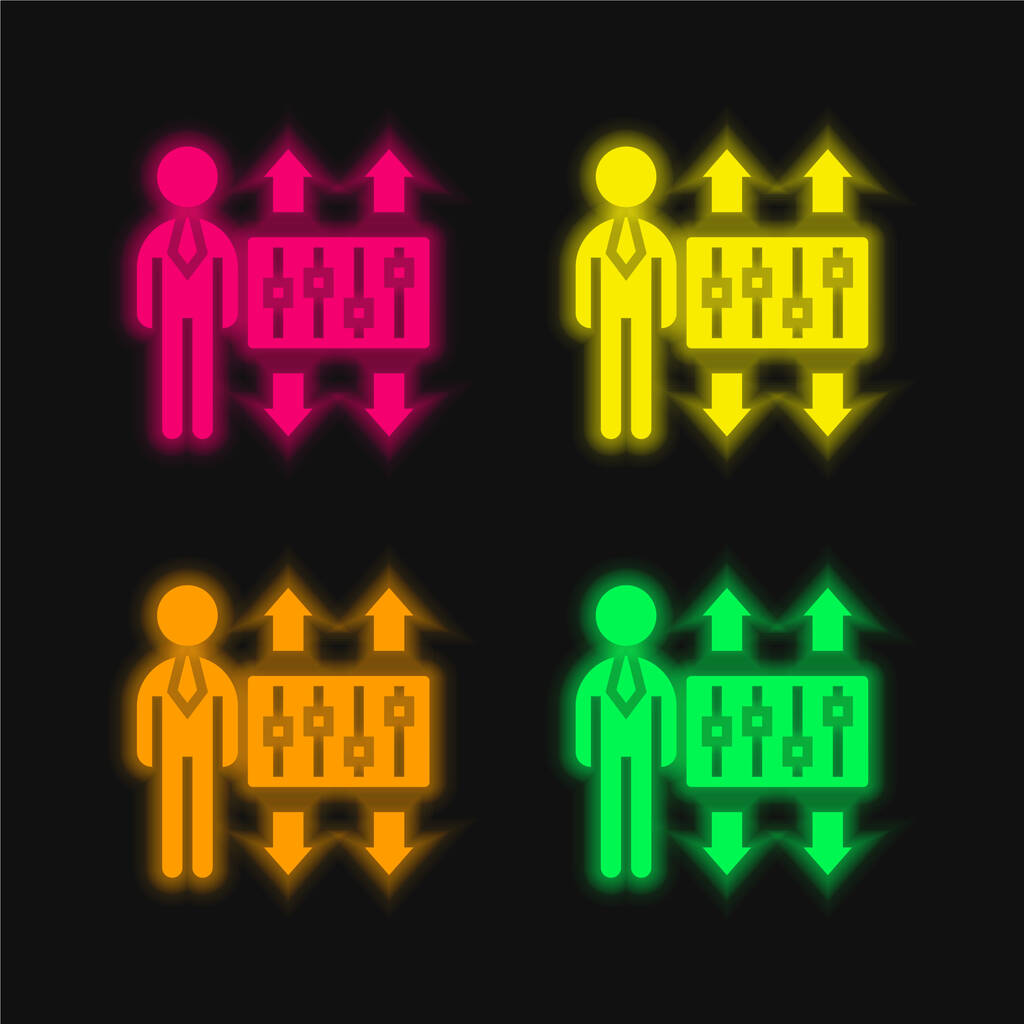 Adaptation four color glowing neon vector icon - Vektor, kép