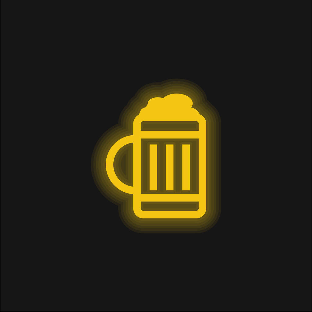 Bierglas gelbe leuchtende Neon-Ikone - Vektor, Bild