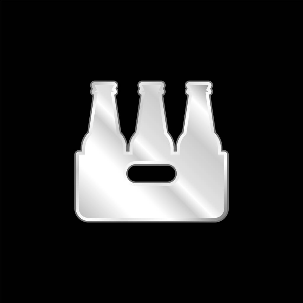 Cerveja banhado a prata ícone metálico - Vetor, Imagem