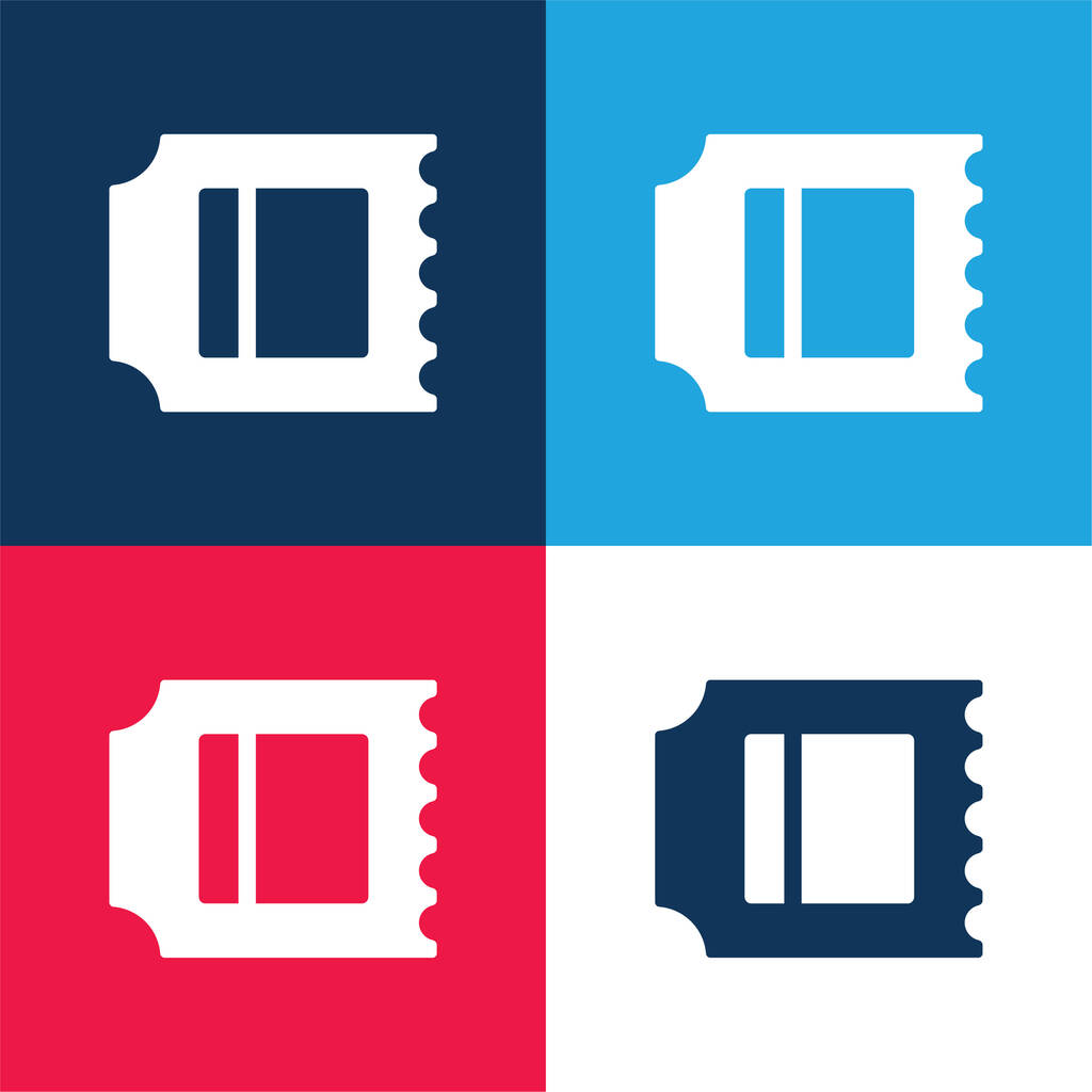 American Football Game Ticket blue and red four color minimal icon set - ベクター画像