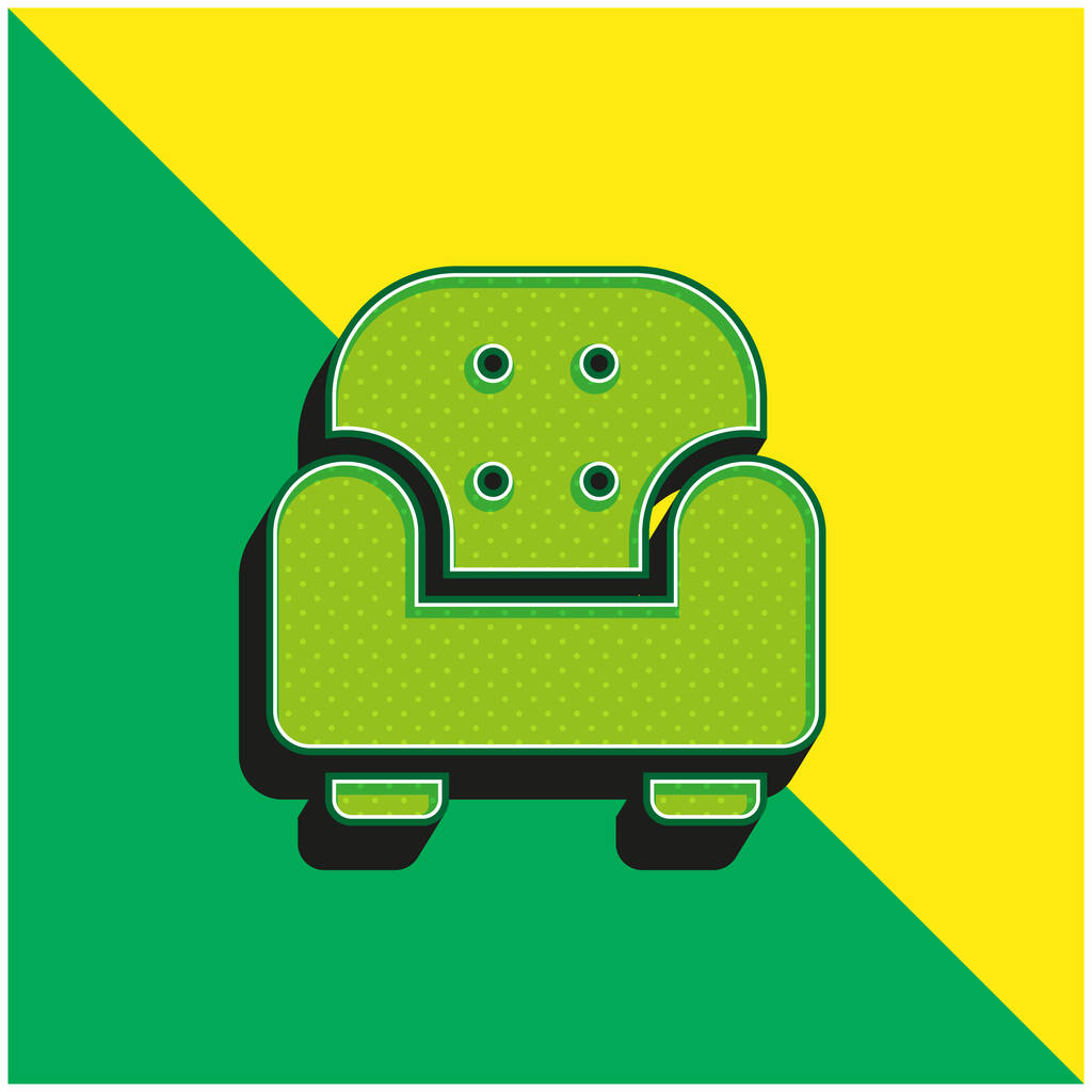 Sillón verde y amarillo moderno vector 3d icono logo - Vector, imagen