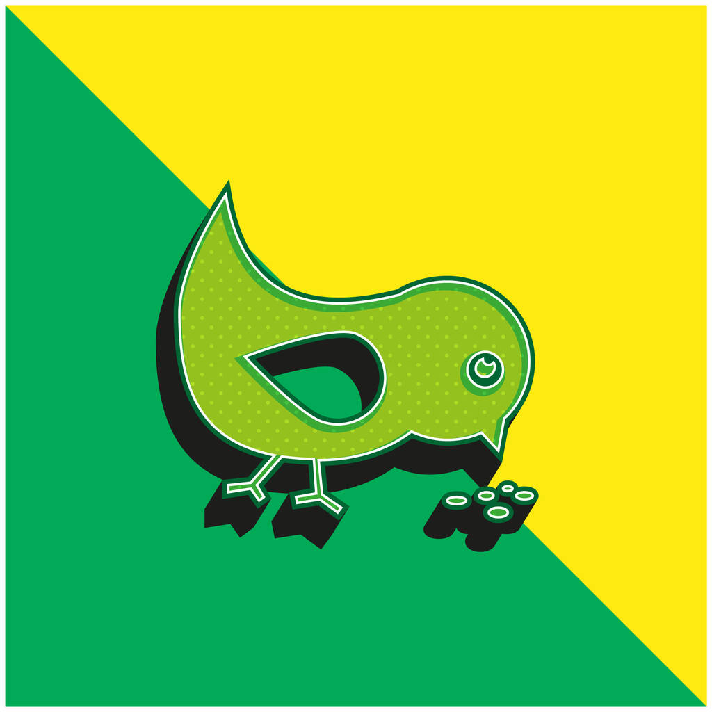 Bird Eating Seeds Green and yellow modern 3d vector icon logo - Wektor, obraz