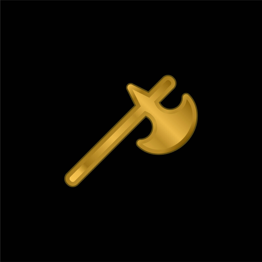 Batalla Hacha chapado en oro icono metálico o logo vector - Vector, Imagen