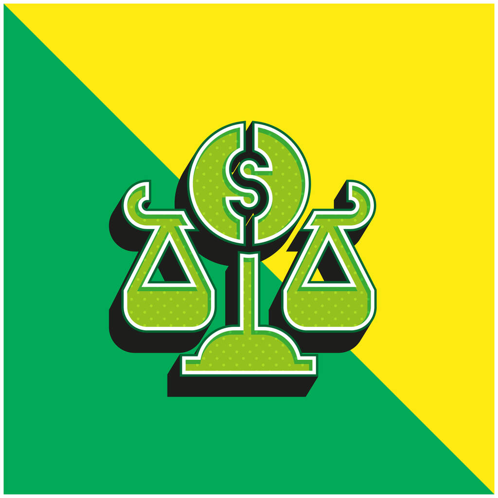 Balance Scale Zöld és sárga modern 3D vektor ikon logó - Vektor, kép
