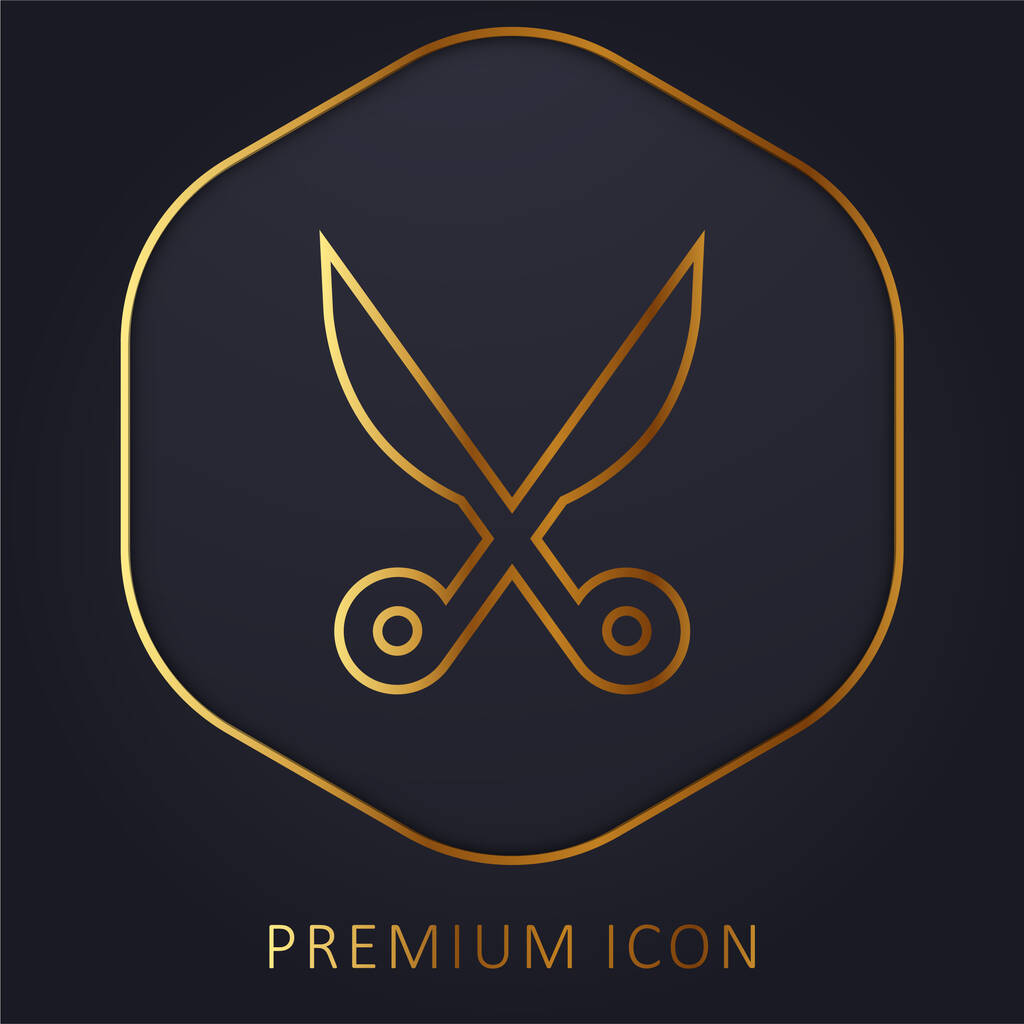 Baber Scissors golden line premium logo or icon - Vetor, Imagem