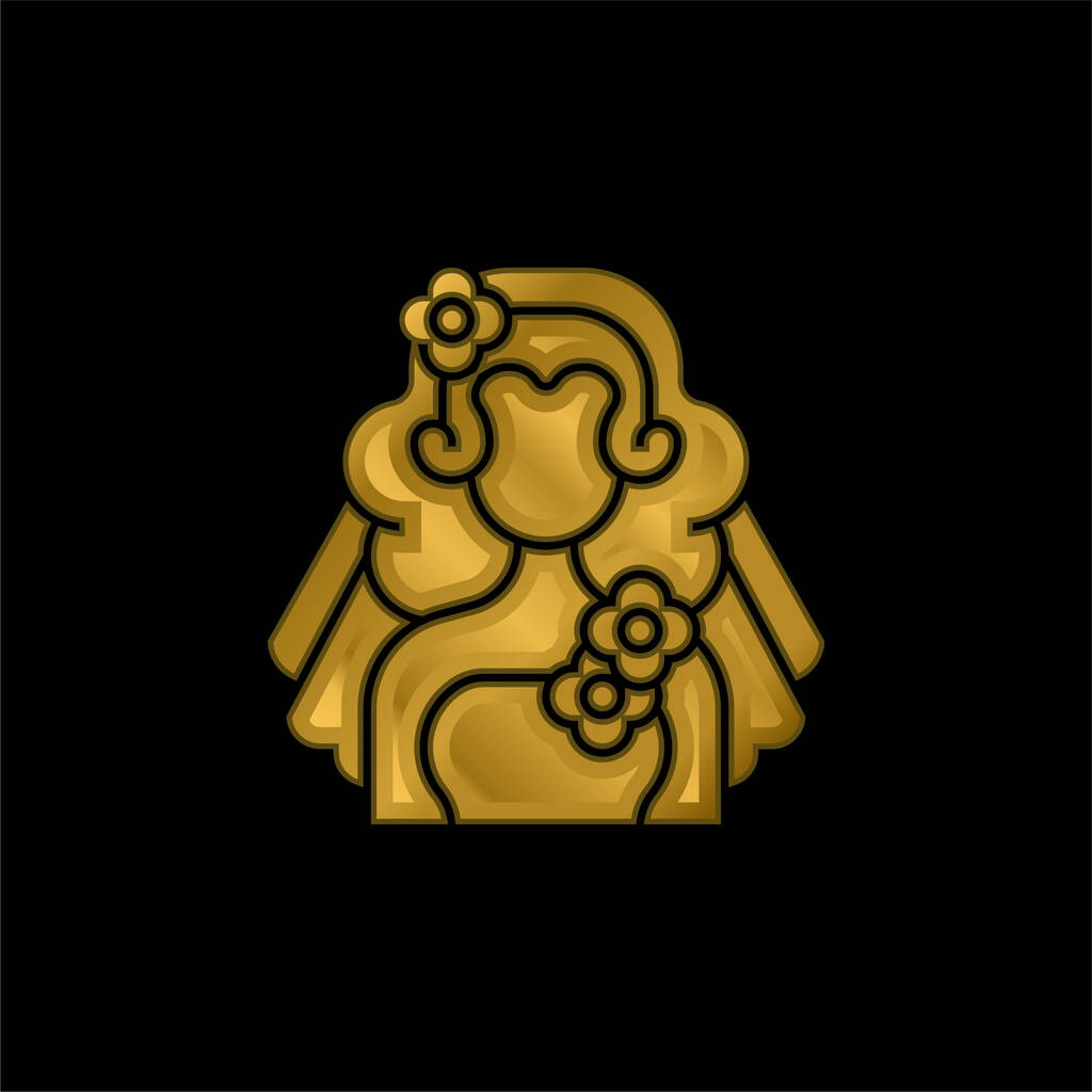 Novia chapado en oro icono metálico o logo vector - Vector, Imagen