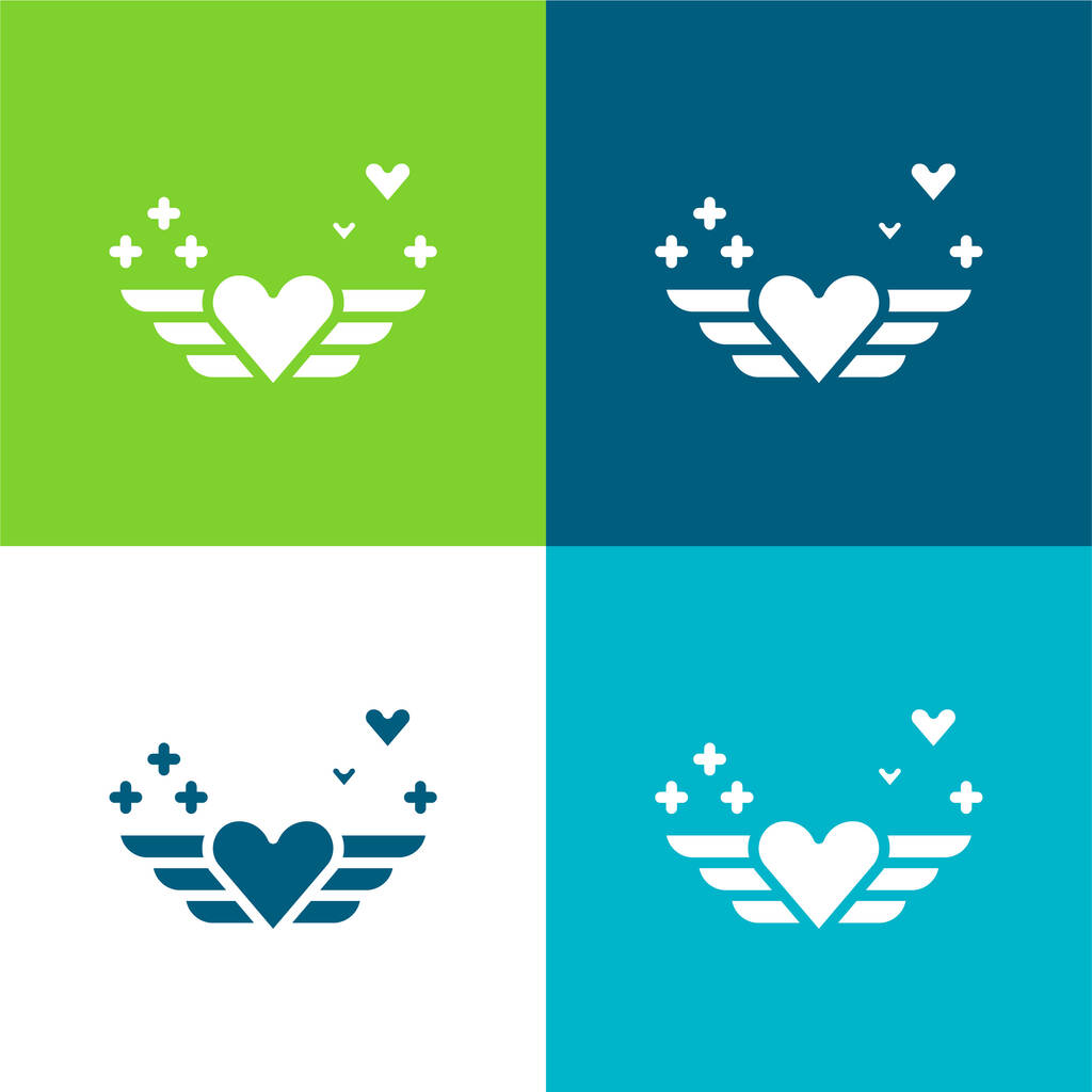 Angel Flat set di icone minime a quattro colori - Vettoriali, immagini