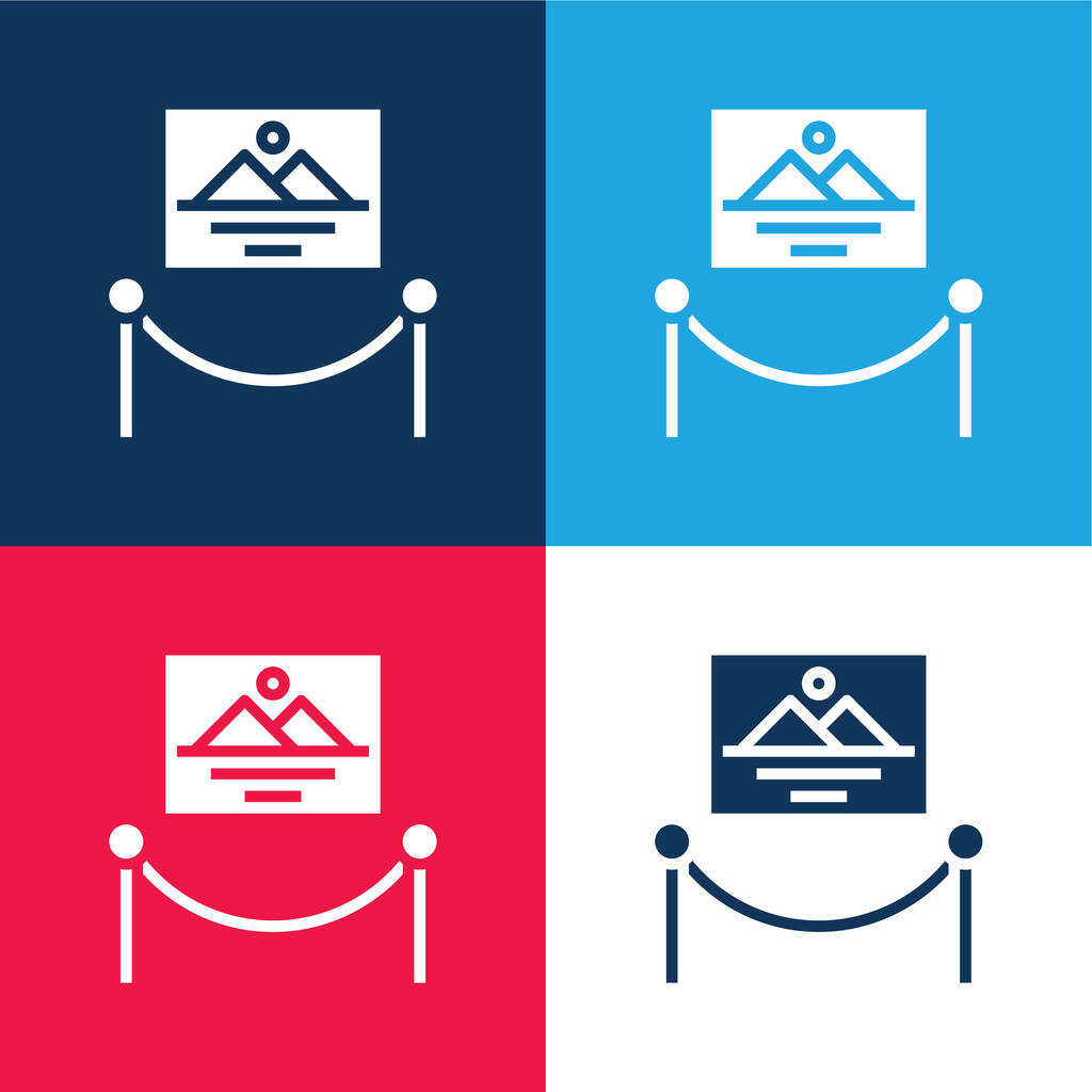 Obra de arte azul y rojo conjunto de iconos mínimo de cuatro colores - Vector, imagen