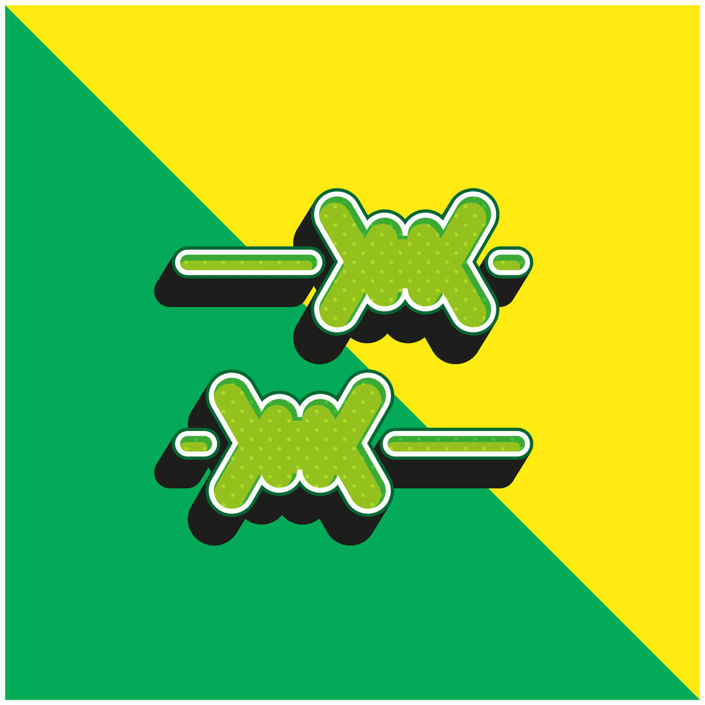 有刺鉄線緑と黄色の現代的な3Dベクトルアイコンのロゴ - ベクター画像