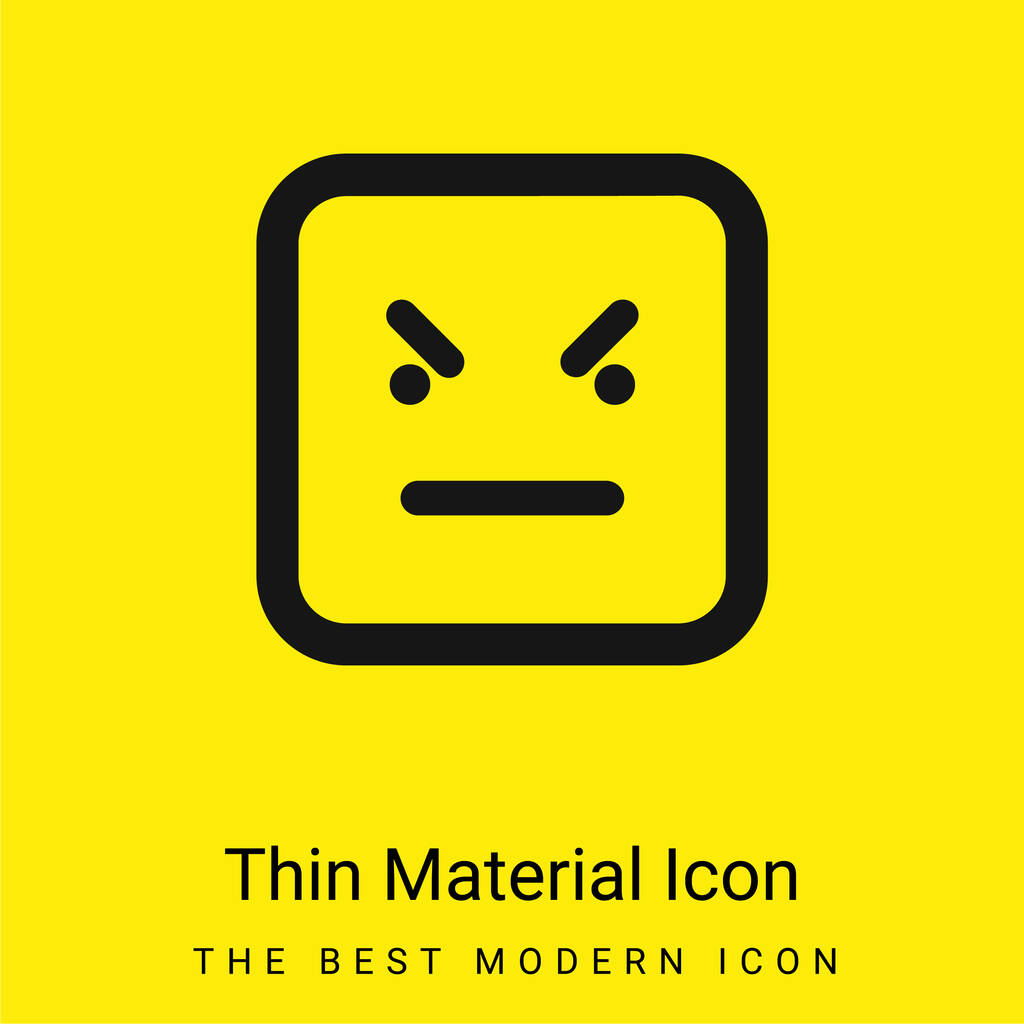 Bad Emoticon Square Face minime icône de matériau jaune vif - Vecteur, image