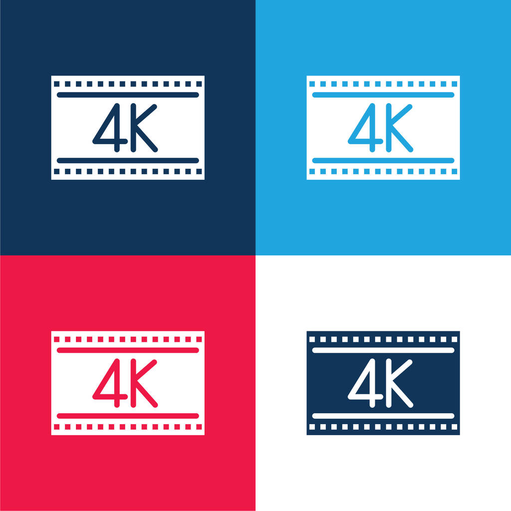 4k blue and red four color minimal icon set - ベクター画像