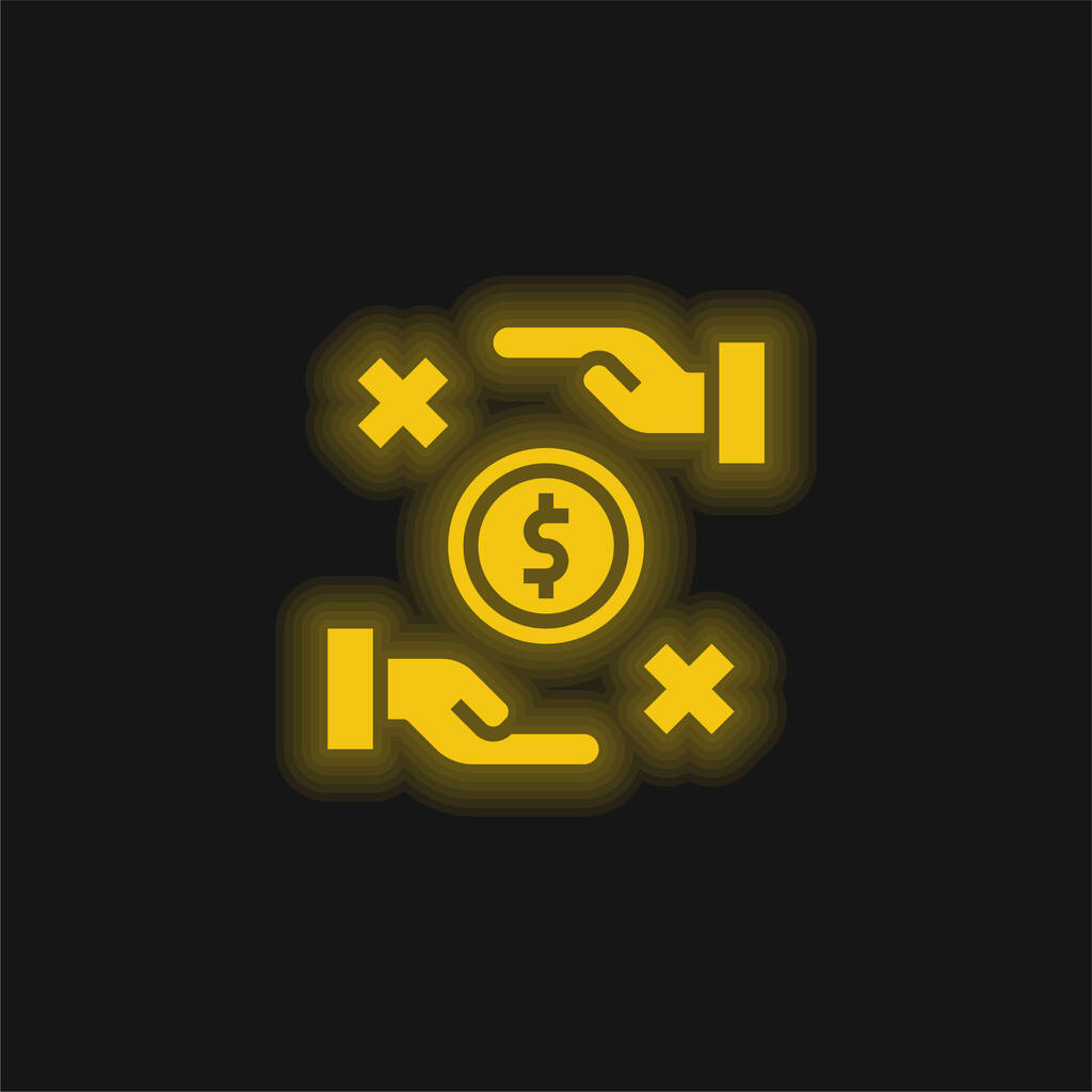 Bribe yellow glowing neon icon - Vecteur, image