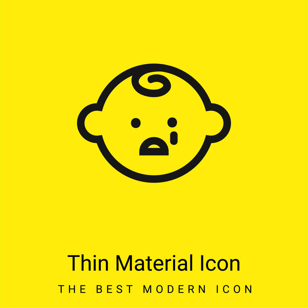 Baby Face Crying minimal bright yellow material icon - Vektör, Görsel