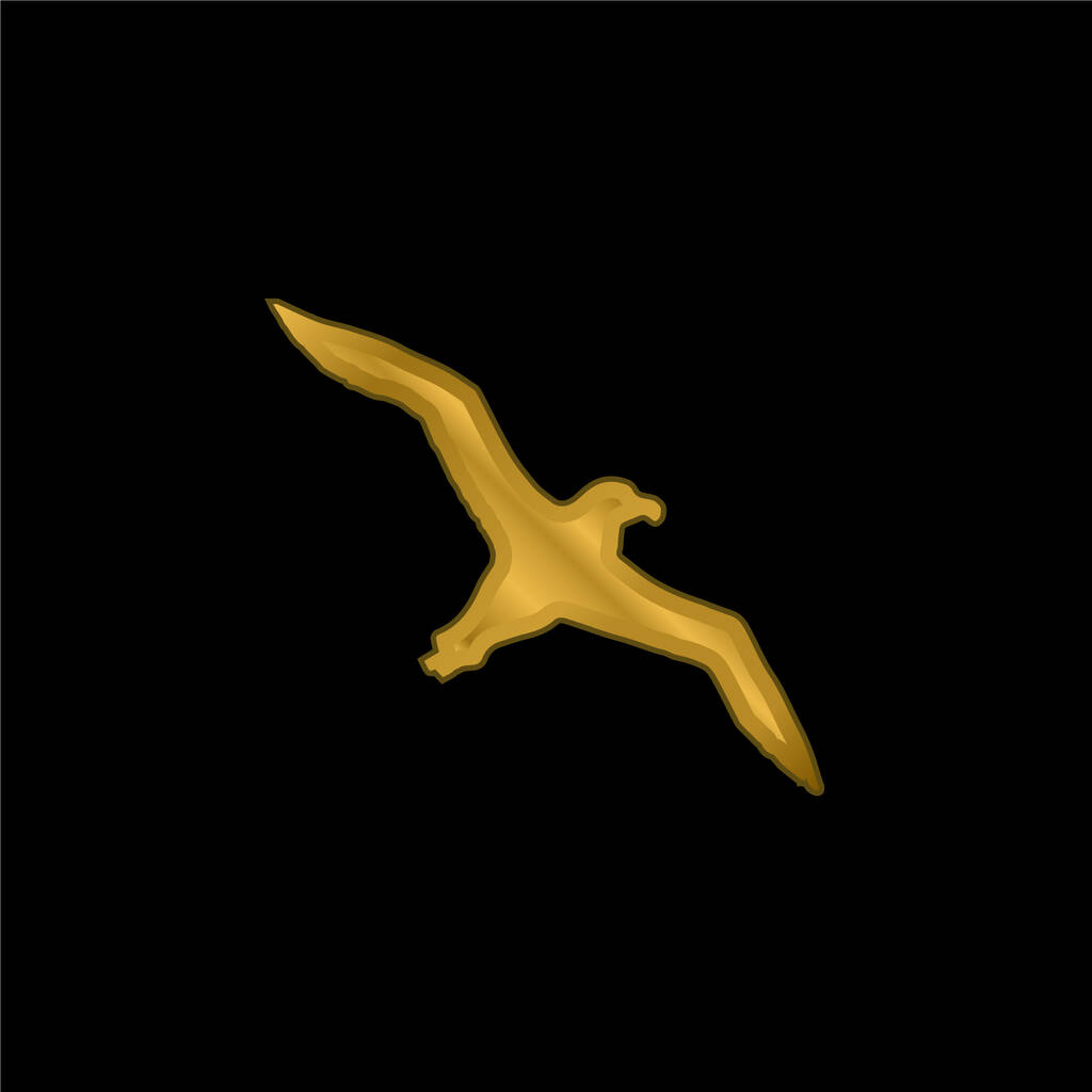 Bird Albatross Flying Shape gold plated metalic icon or logo vector - Vector, Imagen