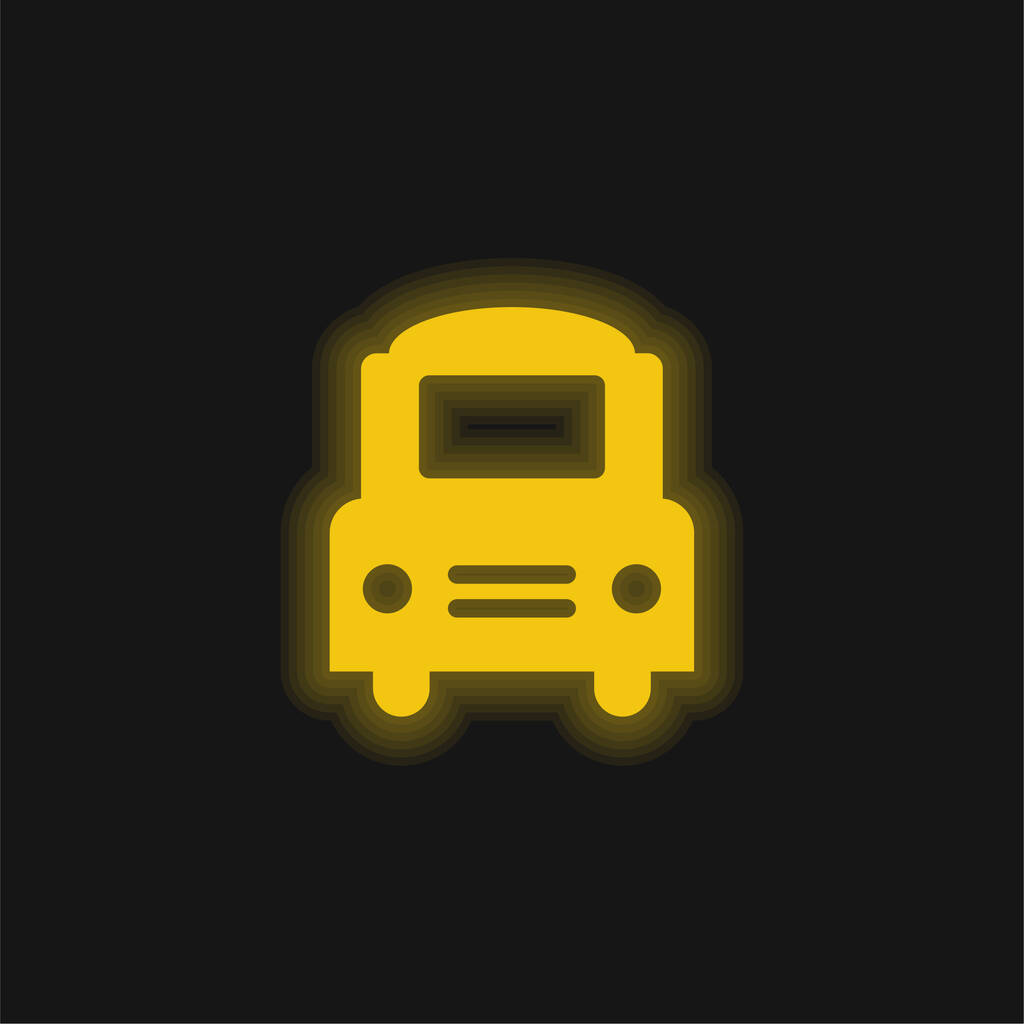 Big Bus Frontal yellow glowing neon icon - ベクター画像