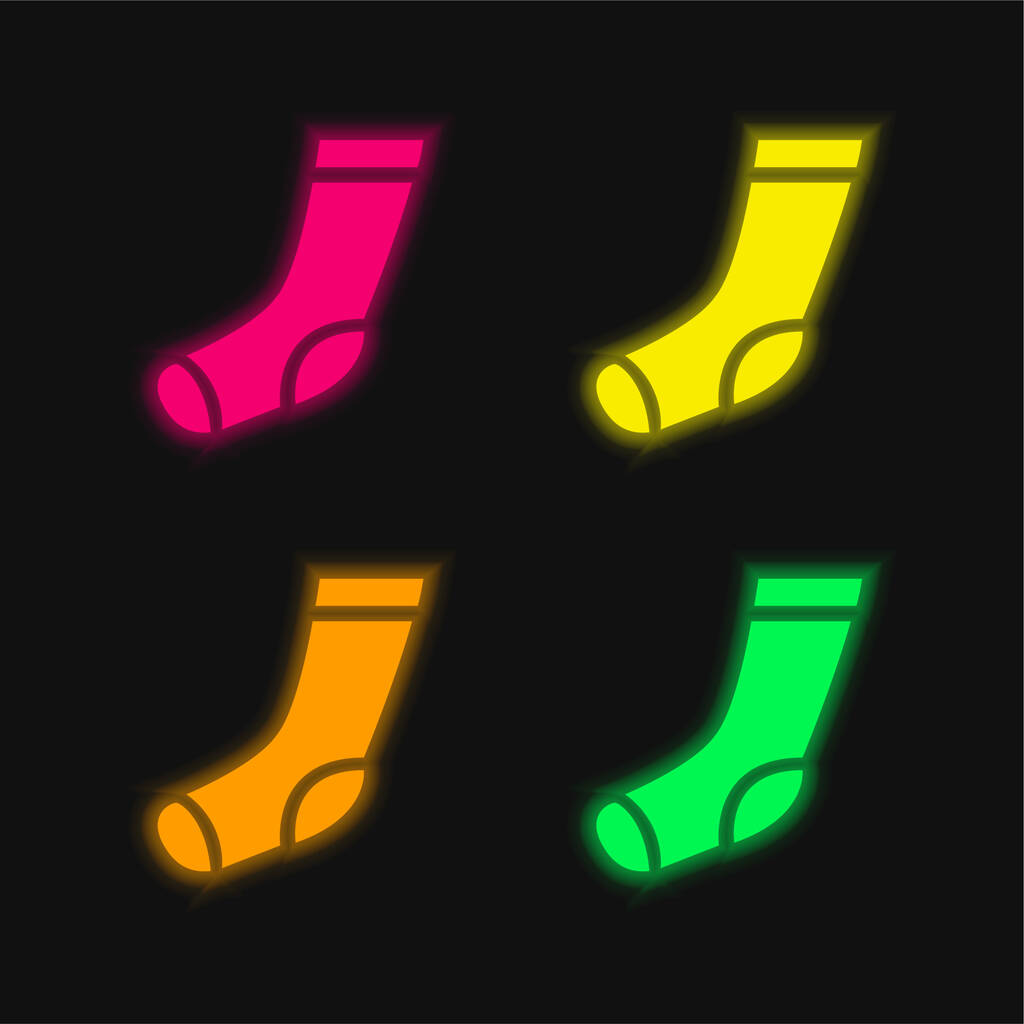 4 цвета светящихся неоновых векторных значков - Вектор,изображение