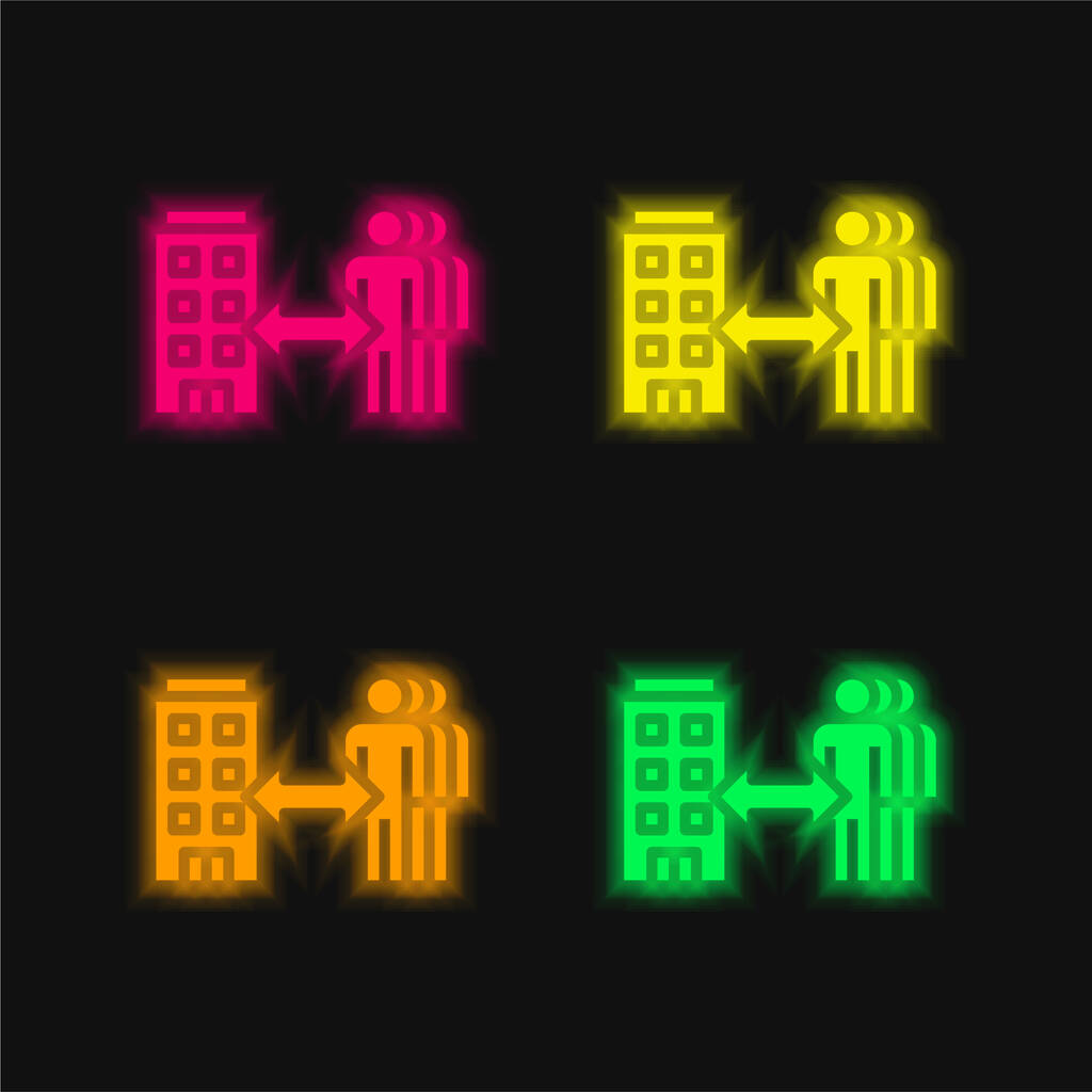 B2b four color glowing neon vector icon - Vector, Image