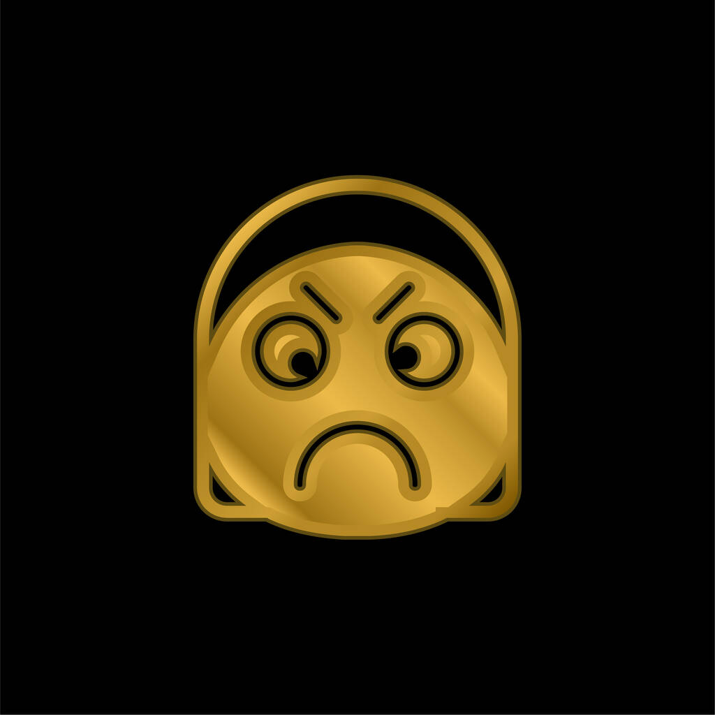 Icono metálico chapado en oro enojado o vector de logotipo - Vector, imagen