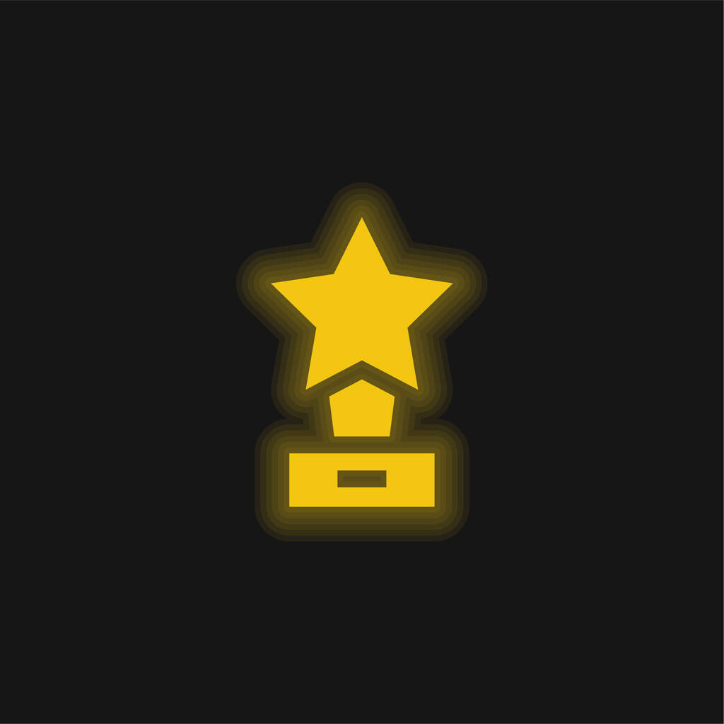 Premio giallo brillante icona al neon - Vettoriali, immagini