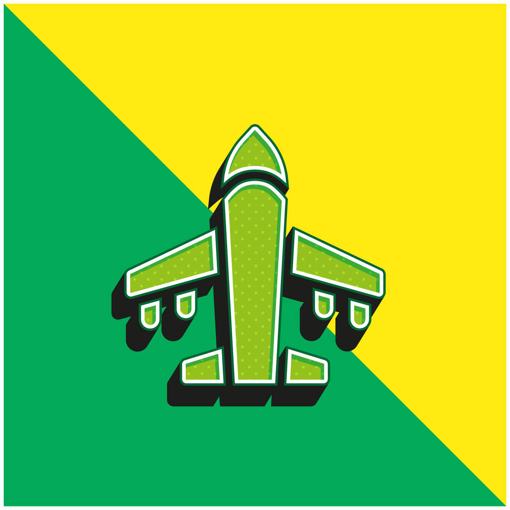 Avión verde y amarillo moderno vector 3d icono del logotipo - Vector, Imagen