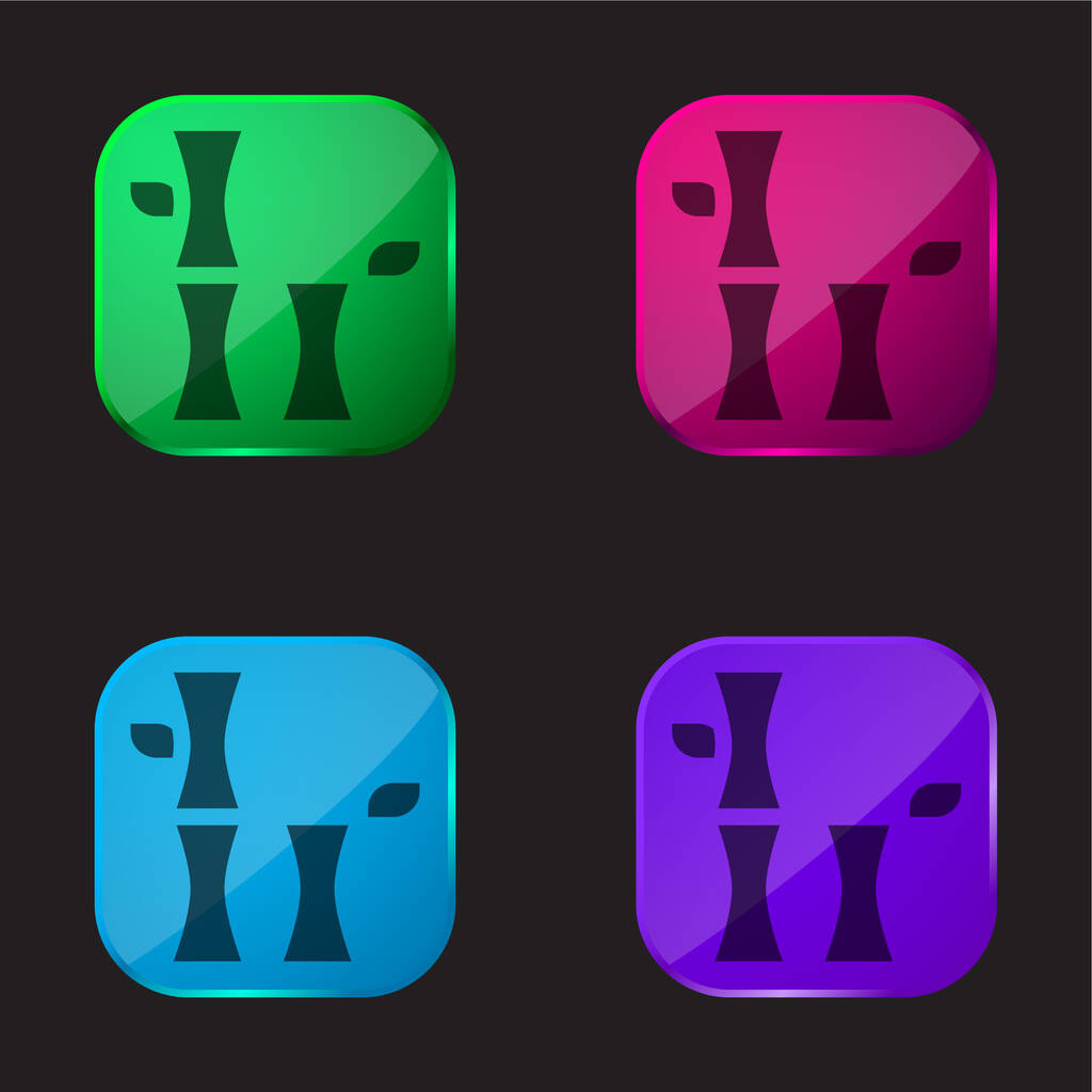 Μπαμπού τέσσερις εικονίδιο κουμπί γυαλί χρώμα - Διάνυσμα, εικόνα