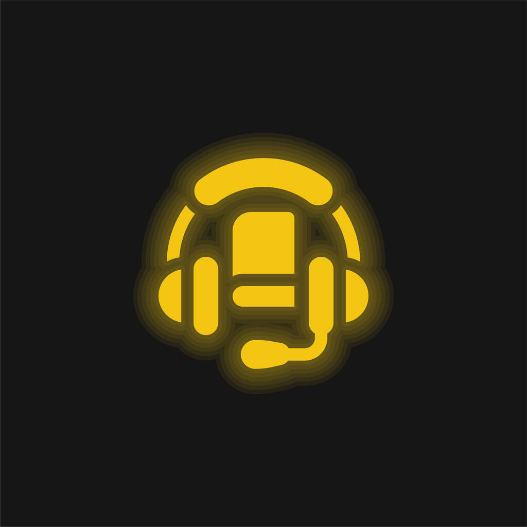 Audio Libro amarillo brillante icono de neón - Vector, imagen