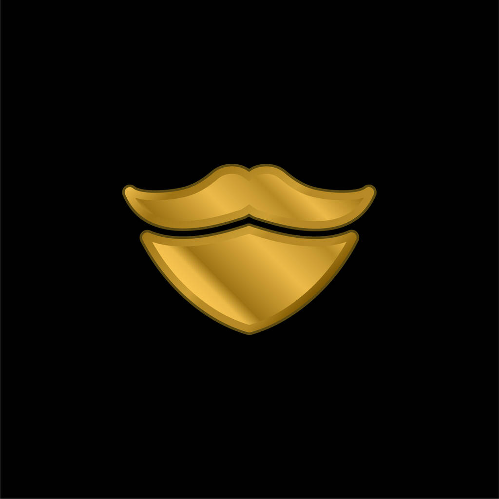 Ícone metálico banhado a ouro barba ou vetor logotipo - Vetor, Imagem