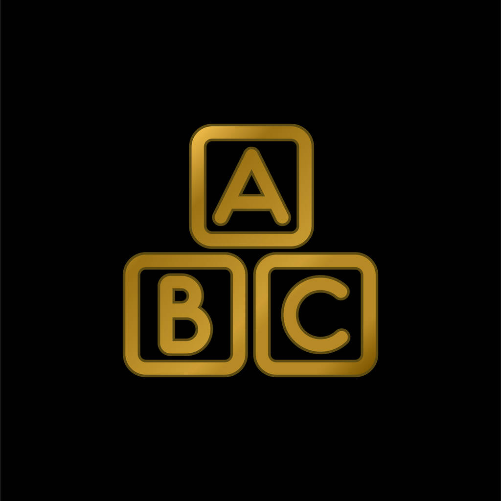 ABC Squares gold plated metalic icon or logo vector - Vector, afbeelding