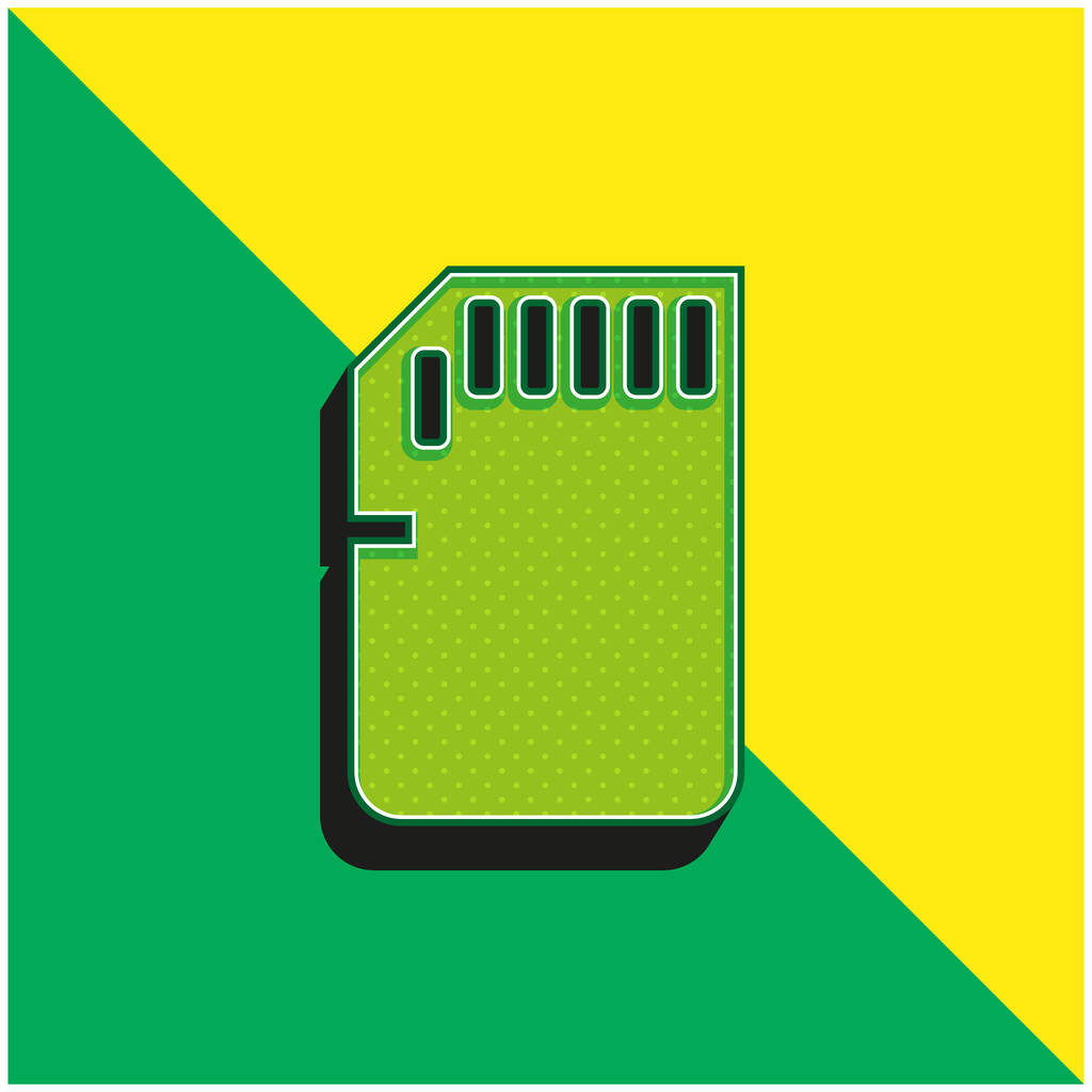 Big SD Card Green and yellow modern 3d vector icon logo - Vetor, Imagem