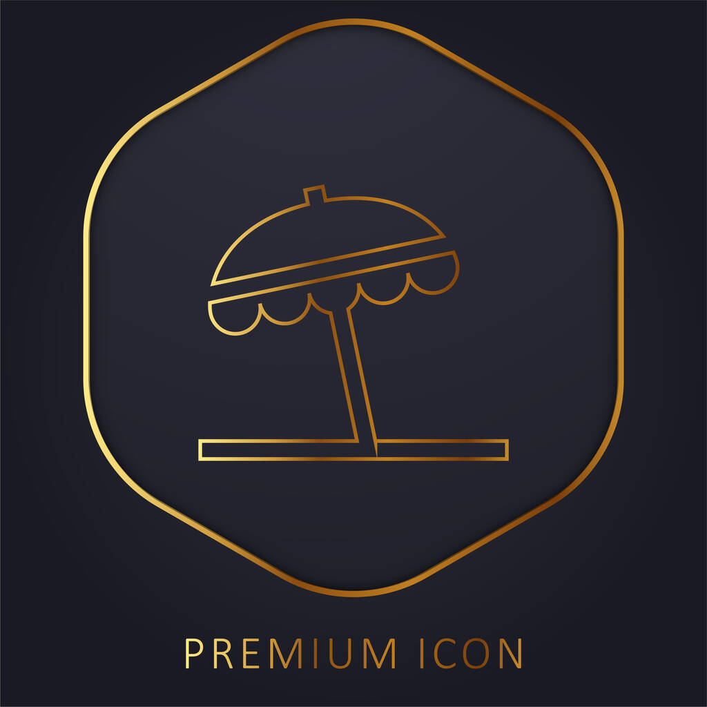 Beach Umbrella zlatá čára prémie logo nebo ikona - Vektor, obrázek