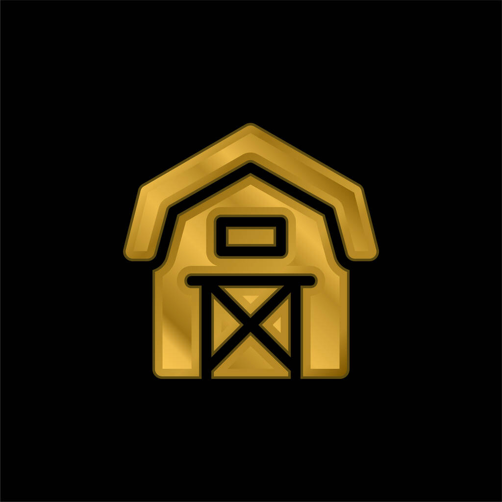 Pozłacany metaliczny wektor ikony lub logo stodoły - Wektor, obraz
