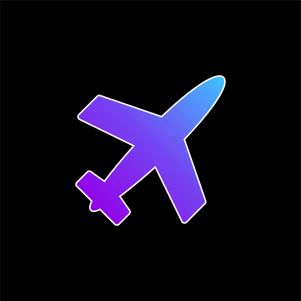 Airplane Filled Shape blue gradient vector icon - Vector, Imagen