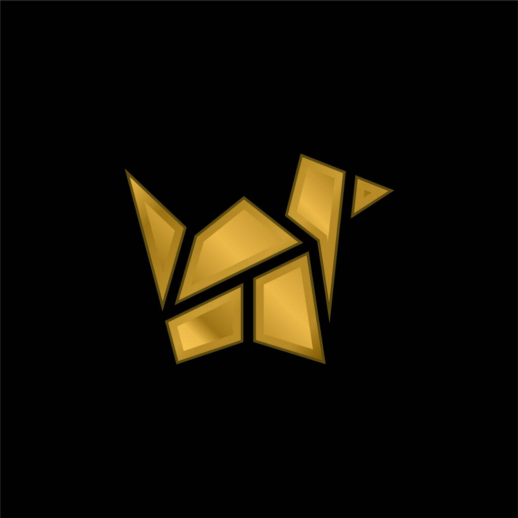 Pássaro banhado a ouro ícone metálico ou vetor logotipo - Vetor, Imagem