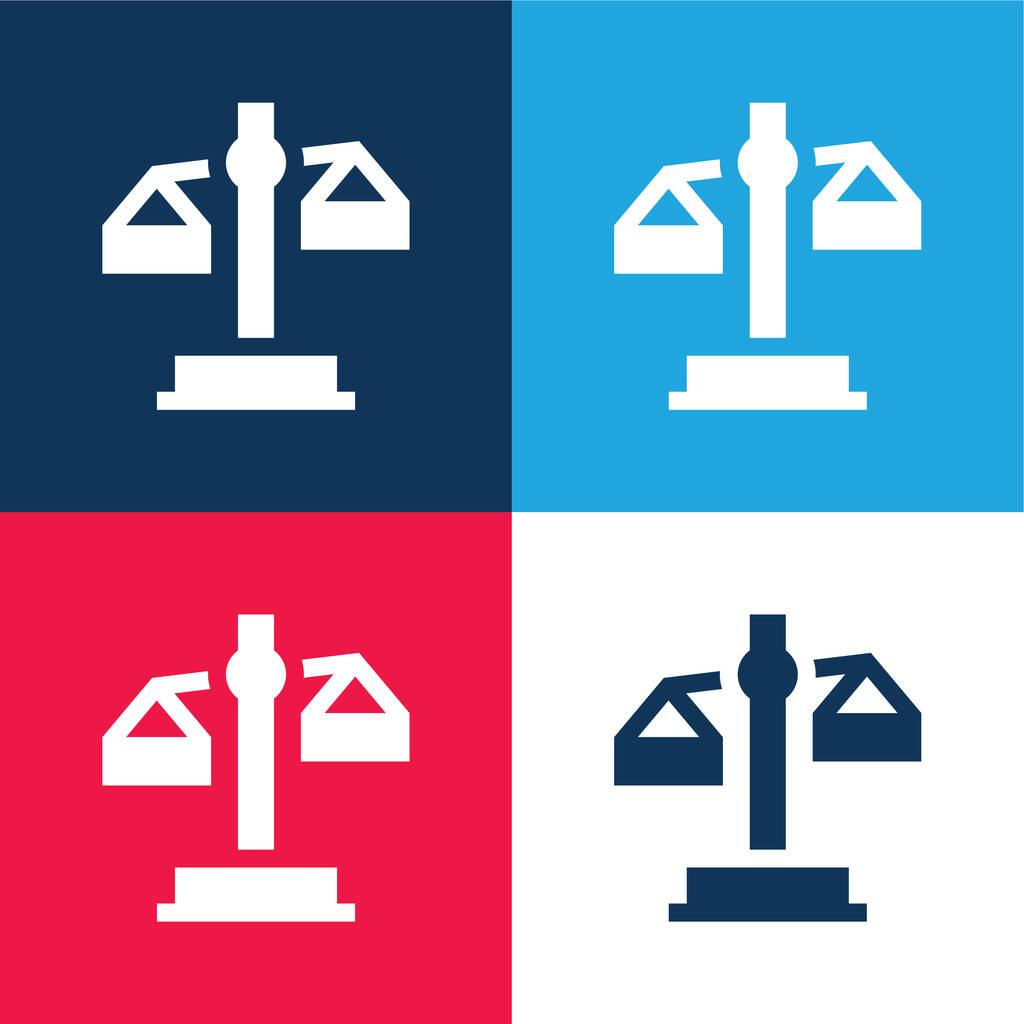 Баланс синий и красный четыре цвета минимальный набор значков - Вектор,изображение