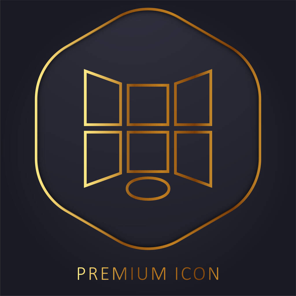 Exhibición 3d línea de oro logotipo premium o icono - Vector, imagen