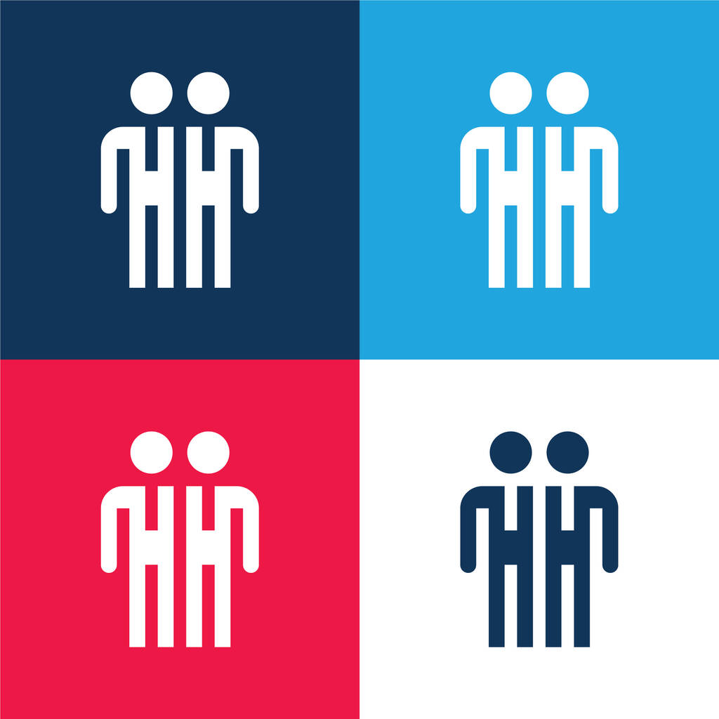 Attendees blue and red four color minimal icon set - Vector, Image