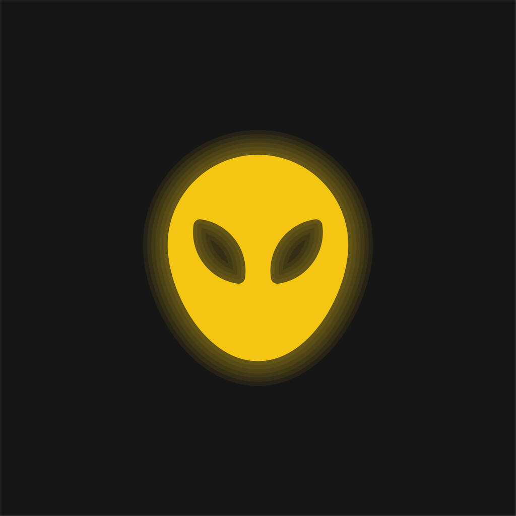 Alien amarelo brilhante ícone de néon - Vetor, Imagem