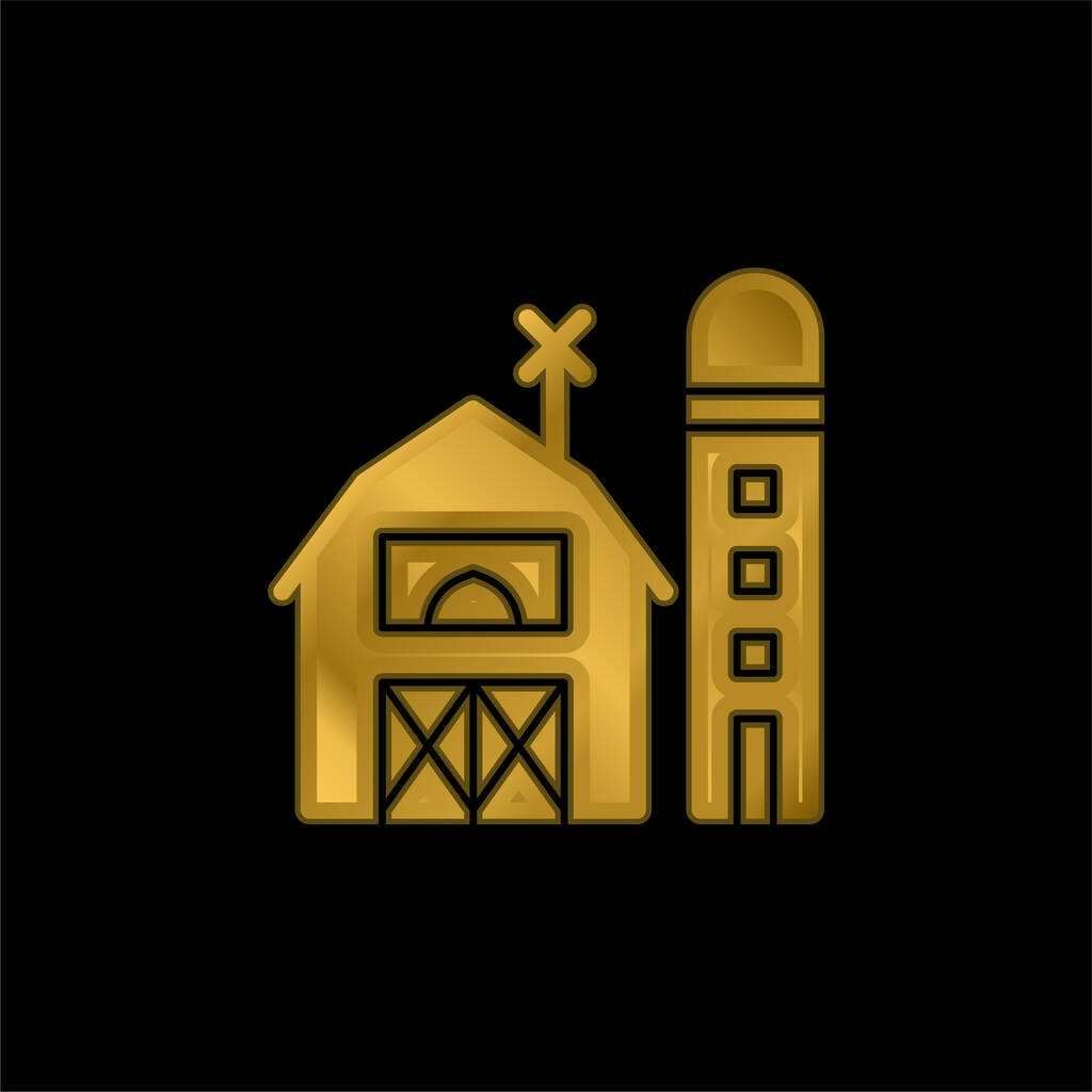Barn gold plated metalic icon or logo vector - Vector, Image