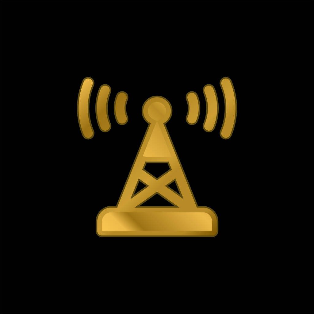 Позолоченная антенна металлическая икона или вектор логотипа - Вектор,изображение