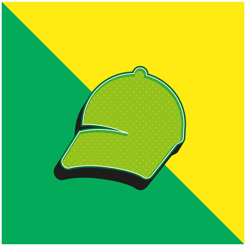 Casquette de baseball Logo vectoriel 3D moderne vert et jaune - Vecteur, image