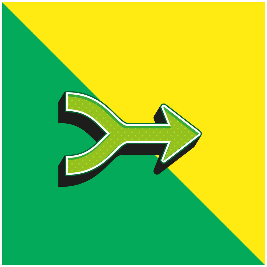 Arrows Merge Pointing To Right Green and yellow modern 3d vector icon logo - Vector, afbeelding