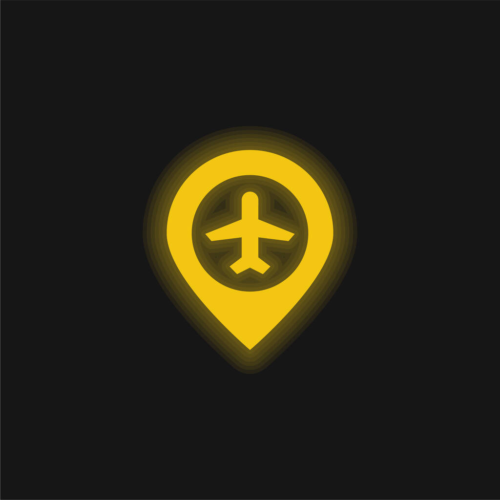 Αεροδρόμιο κίτρινο λαμπερό νέον εικονίδιο - Διάνυσμα, εικόνα