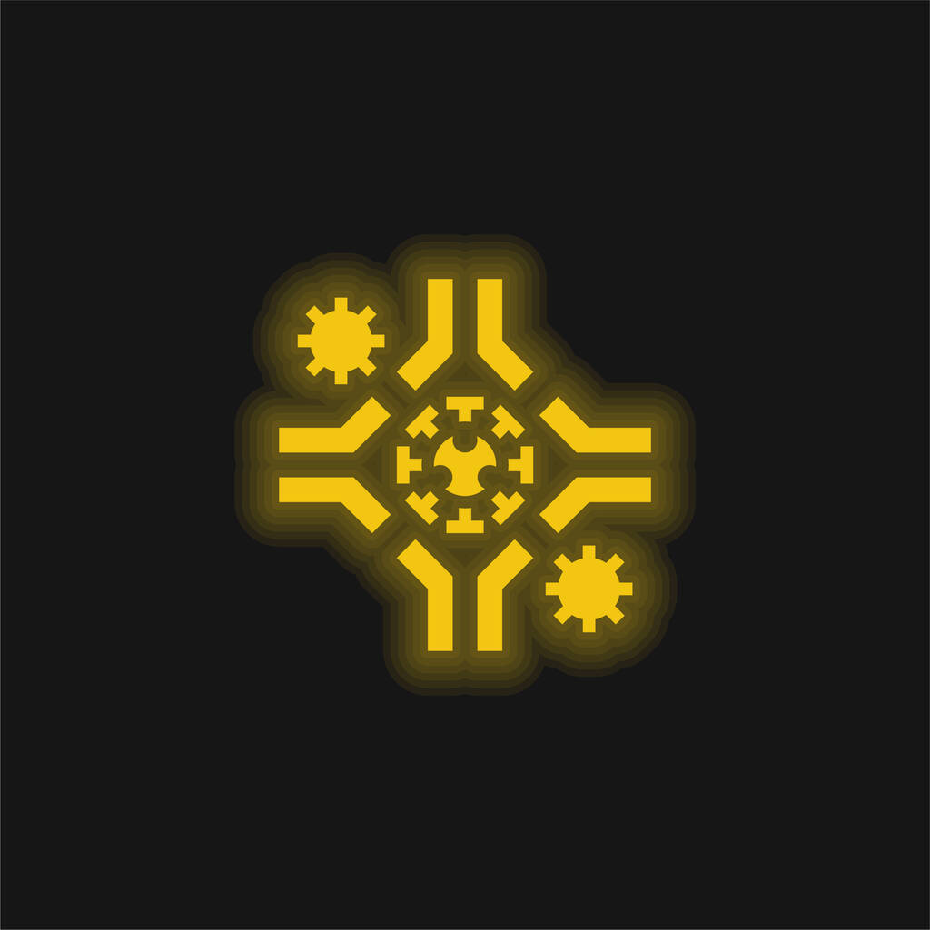 Ícone de néon brilhante amarelo de anticorpos - Vetor, Imagem
