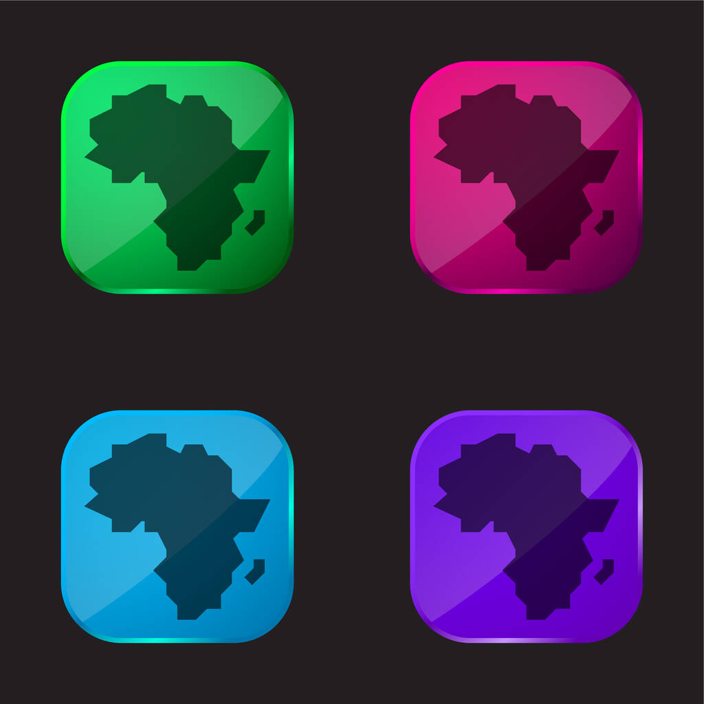 África icono de botón de cristal de cuatro colores - Vector, imagen